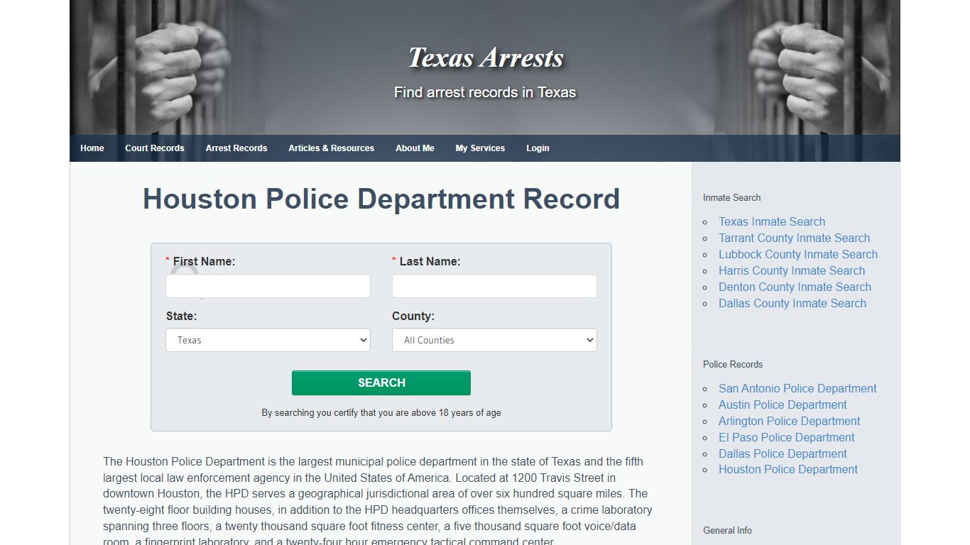 Houston Police Department Records - Texas Arrests
