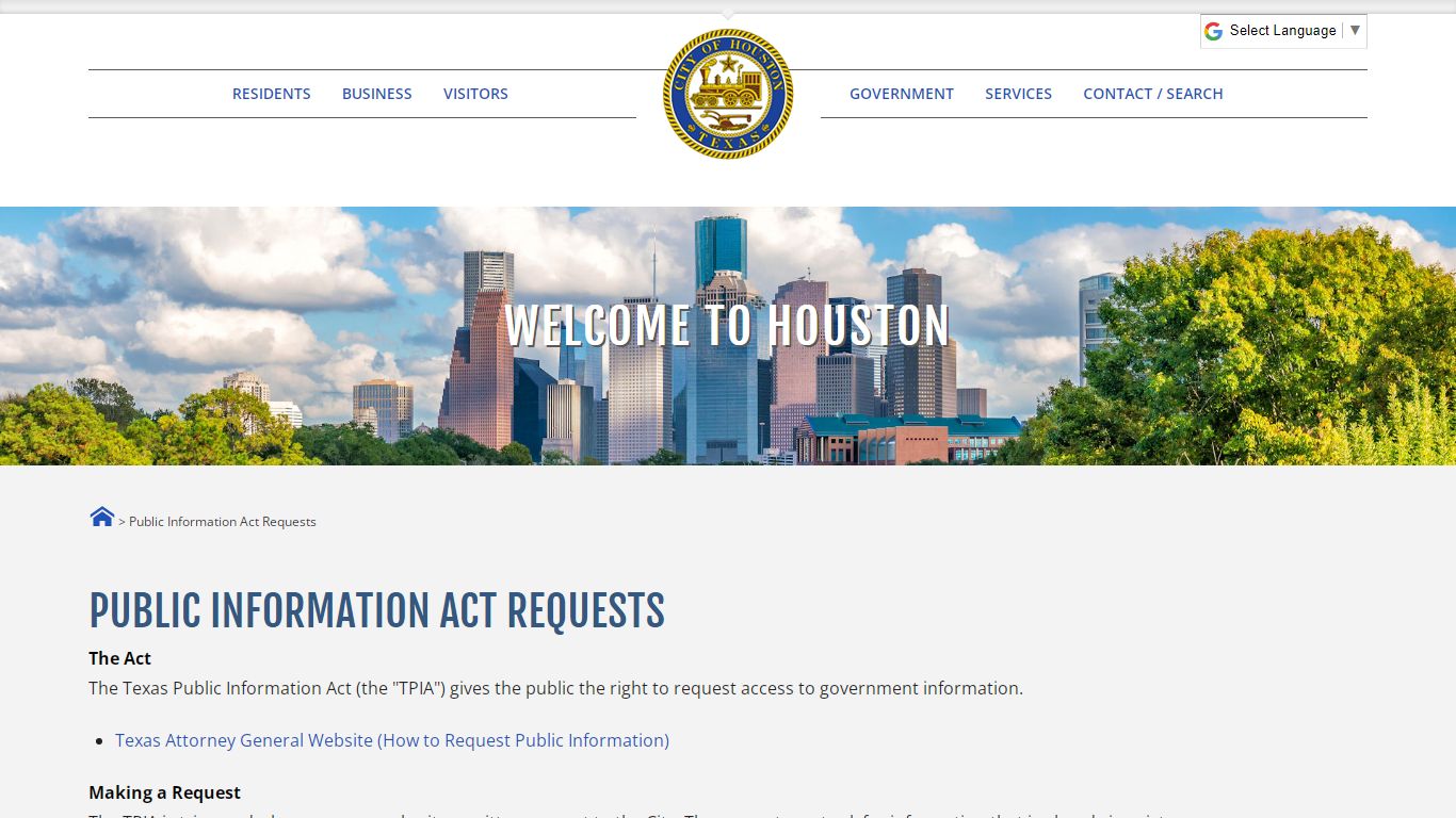 Public Information Act Requests - Houston
